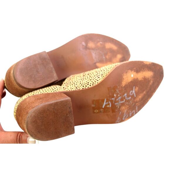 Madewell BEIGE LEATHER PONY HAIR ANIMAL PRINT MID HEEL SLIP ON SHOES Sz 8.5US - Picture 7 of 11